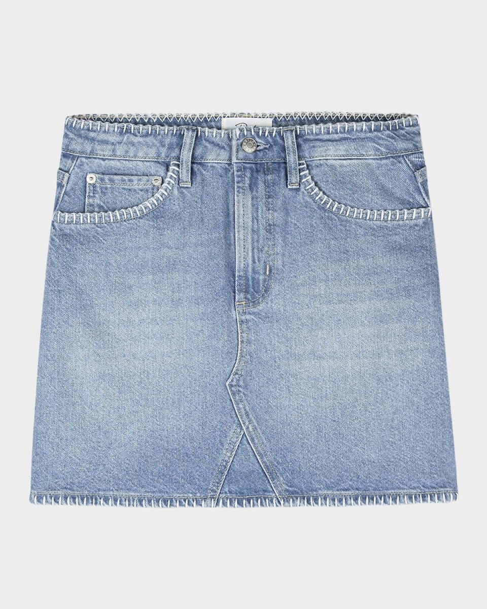 Laurel Blanket Stitch Denim Mini Skirt